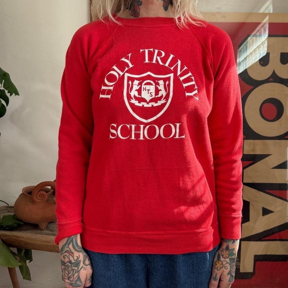 Vintage 1970s Collegiate Pacific Red Crewneck Holy Trinity Sweatshirt - Picture 2 of 6